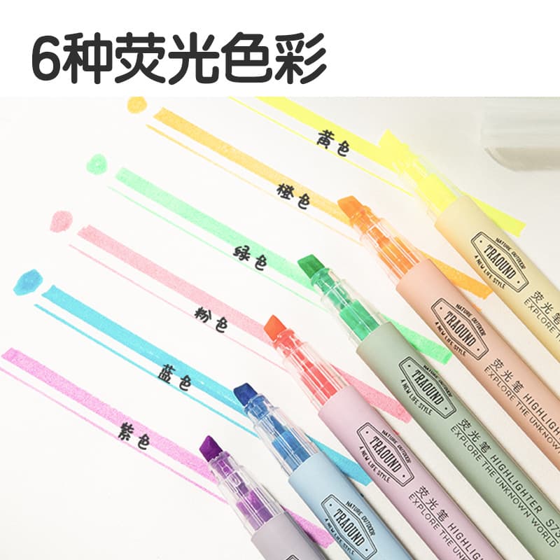 s624 Deli single-head boxed 6-color highlighter student key marker pen color pen marker 3