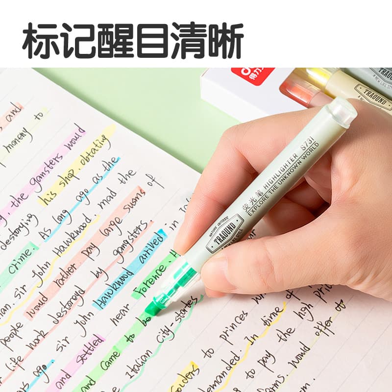 s624 Deli single-head boxed 6-color highlighter student key marker pen color pen marker 4