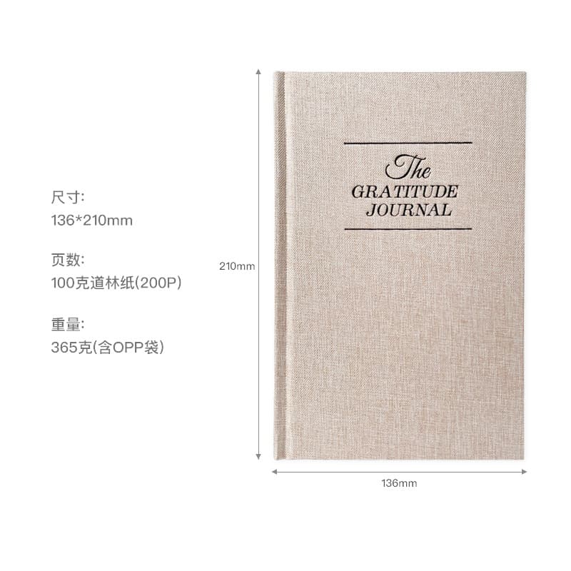 English Notepad Gratitude Diary Check-in Schedule Linen Fabric Notebook Plan Hand Account Book Gratitude Note 10