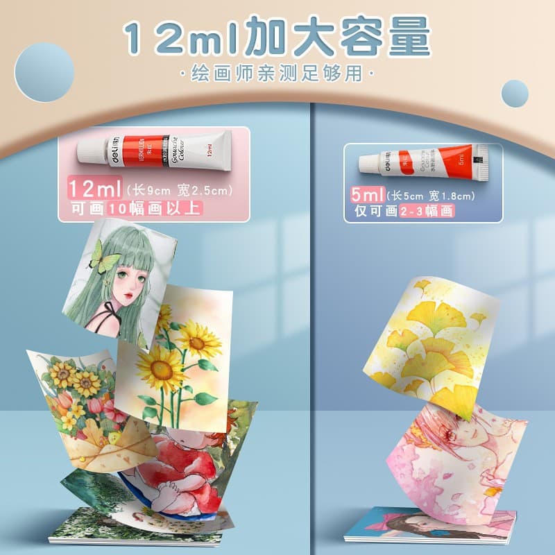 Deli watercolor gouache paint wholesale tool set 24 colors oil painting Chinese painting art students special painting 5