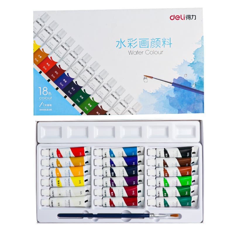 Deli watercolor gouache paint wholesale tool set 24 colors oil painting Chinese painting art students special painting 6