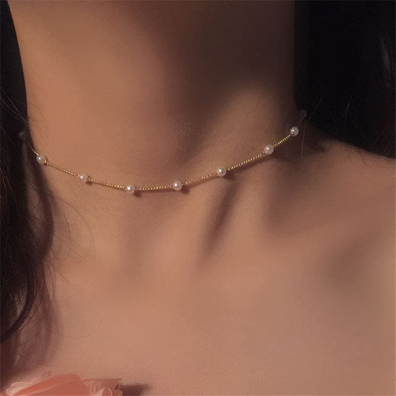 European and American fashion cross-border jewelry new pearl necklace fashion clavicle chain choker necklace neck jewelry for women 3