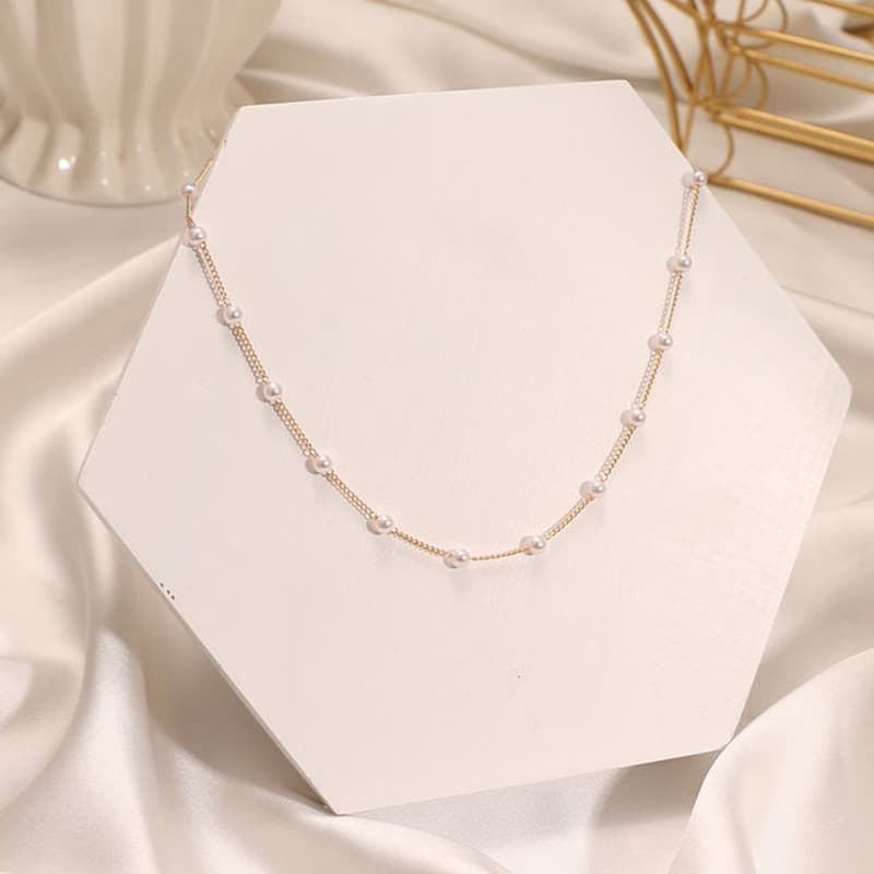 European and American fashion cross-border jewelry new pearl necklace fashion clavicle chain choker necklace neck jewelry for women 7