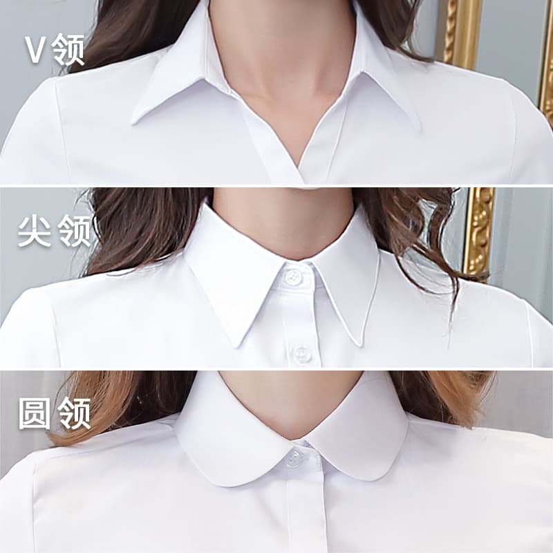 White shirt women's short-sleeved spring and summer new work clothes formal workwear long-sleeved black and blue professional wear women's white shirt 4