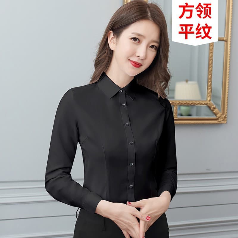 White shirt women's short-sleeved spring and summer new work clothes formal workwear long-sleeved black and blue professional wear women's white shirt 9