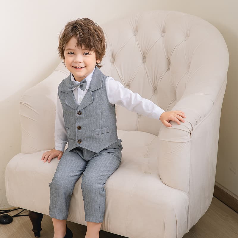 Boy's banquet dress small suit spring and autumn British fashion boy's wedding gentleman's party performance suit 3