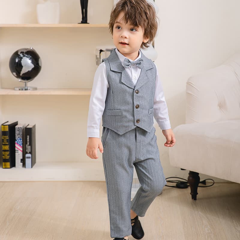 Boy's banquet dress small suit spring and autumn British fashion boy's wedding gentleman's party performance suit 5