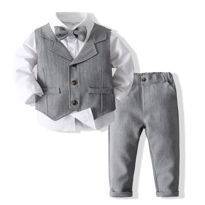 Boy's banquet dress small suit spring and autumn British fashion boy's wedding gentleman's party performance suit 7