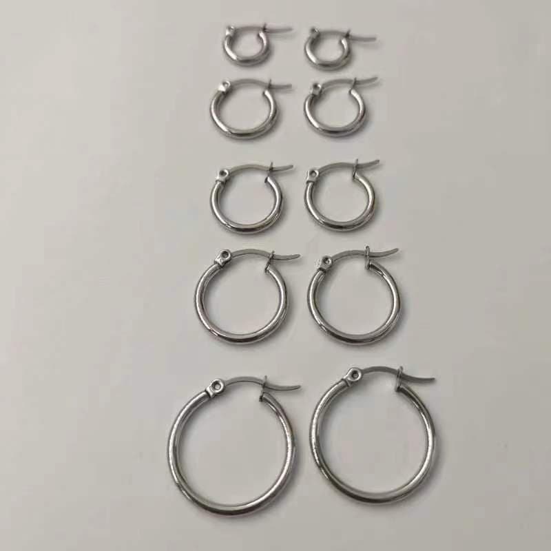 Cross-border new 316 stainless steel circle wire earrings wholesale 6 pairs set of thin ear needle ear coil ear buckle earrings 10