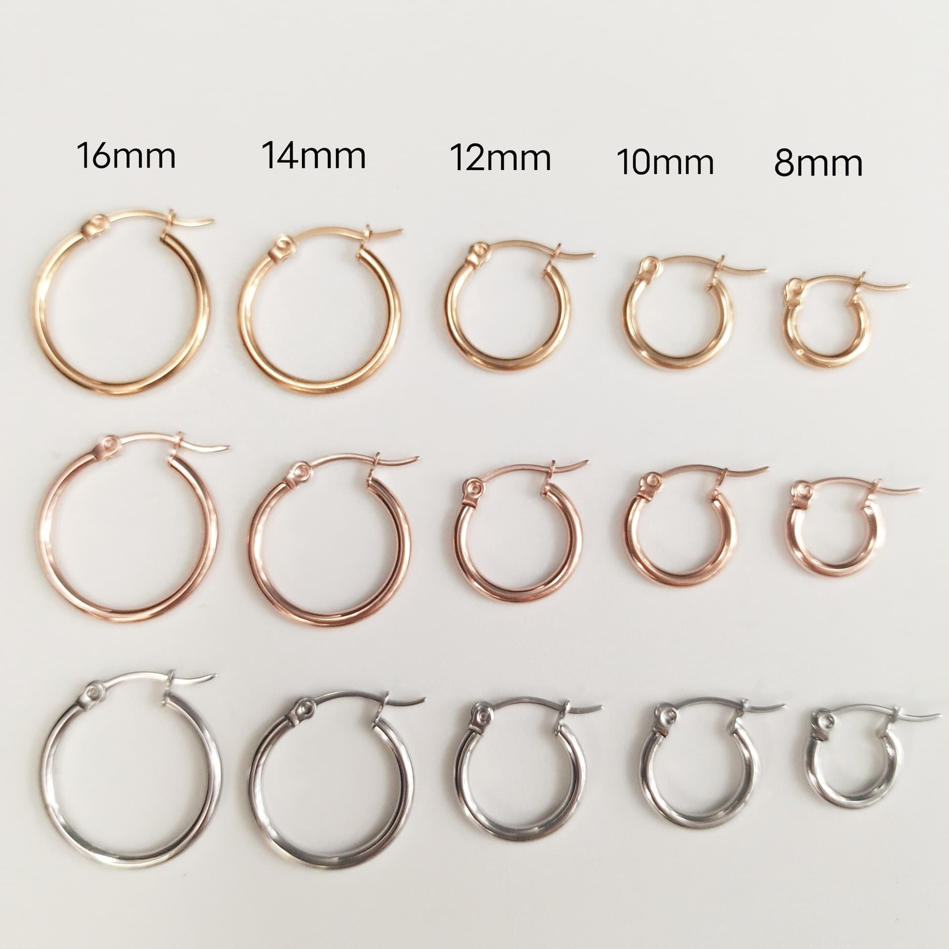 Cross-border new 316 stainless steel circle wire earrings wholesale 6 pairs set of thin ear needle ear coil ear buckle earrings