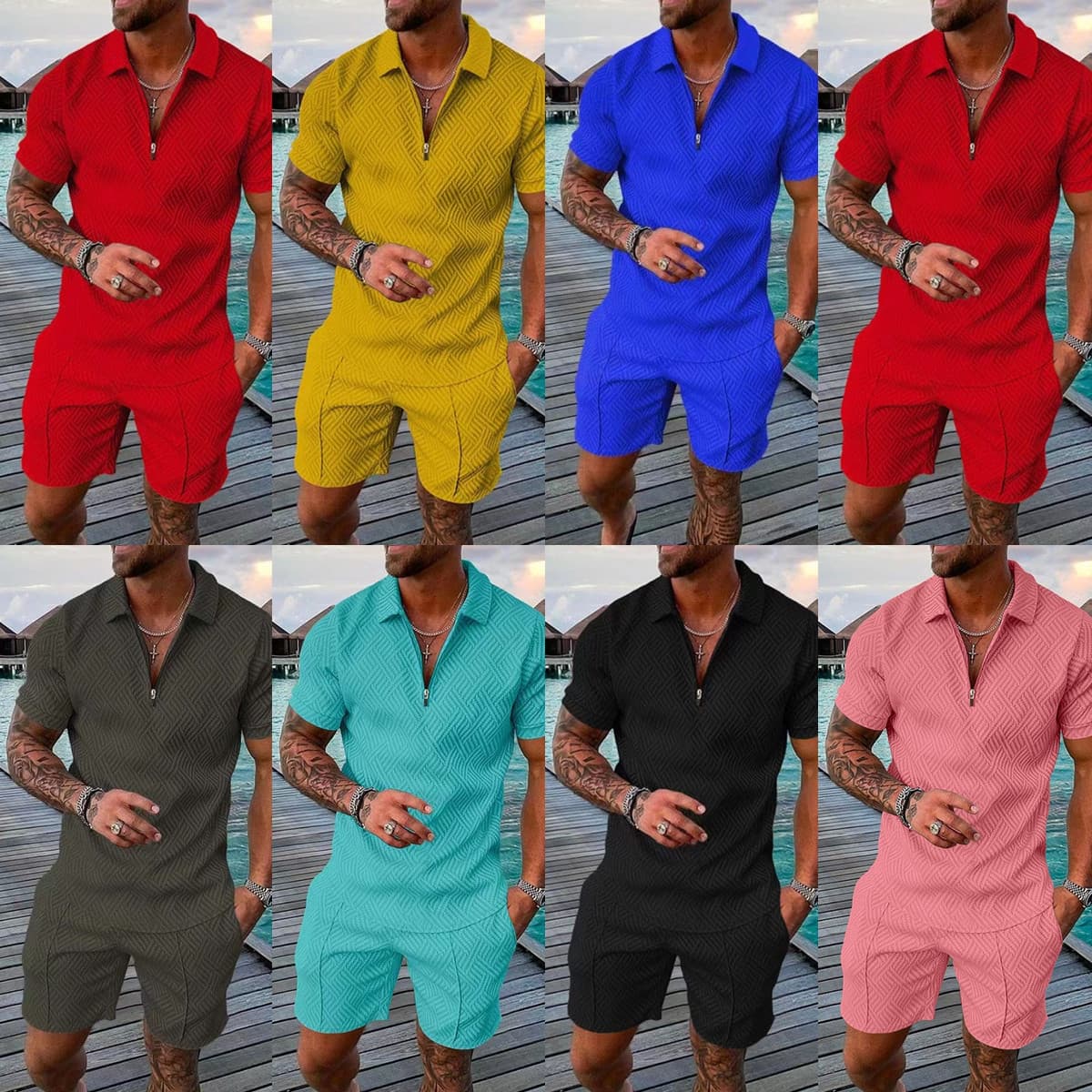 AliExpress hot cross-border new men's printed POLO shirt suit lapel short-sleeved pullover casual men's T-shirt 2