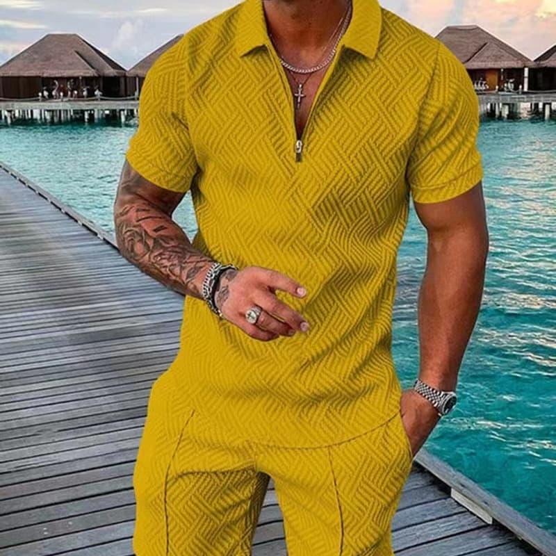 AliExpress hot cross-border new men's printed POLO shirt suit lapel short-sleeved pullover casual men's T-shirt 3