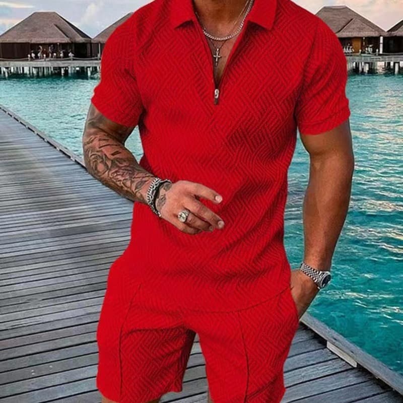 AliExpress hot cross-border new men's printed POLO shirt suit lapel short-sleeved pullover casual men's T-shirt 5