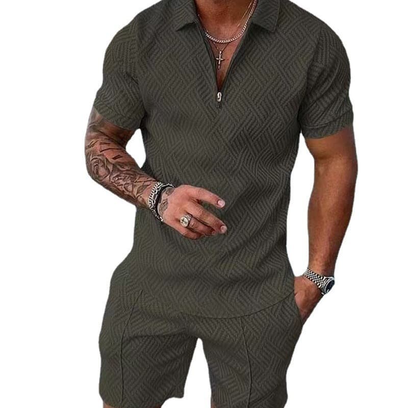 AliExpress hot cross-border new men's printed POLO shirt suit lapel short-sleeved pullover casual men's T-shirt 6