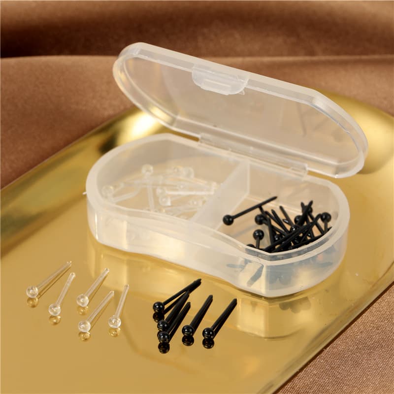 2-grid ear stick with ear plug set, ear piercing, anti-ear plug ear nail, plastic ear stick, simple silicone ear stick, ear needle 8