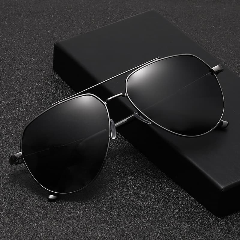 Polarized sunglasses, high-end summer new style men's glasses, metal double bridge toad glasses, black sunglasses, women's wholesale factory 2