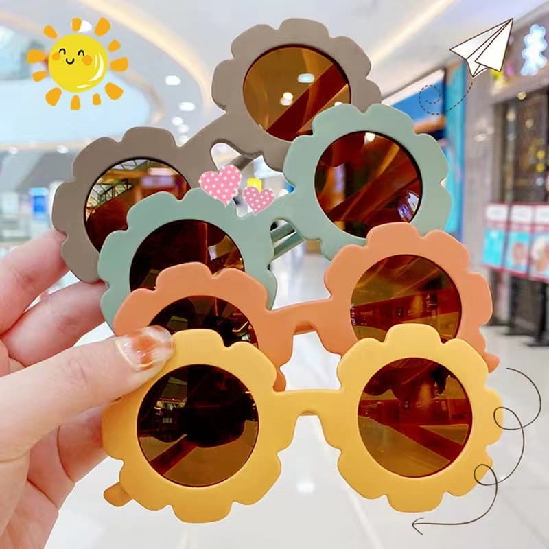 Children's sunglasses travel sun protection UV protection sunglasses cute sun flower baby decorative glasses 2