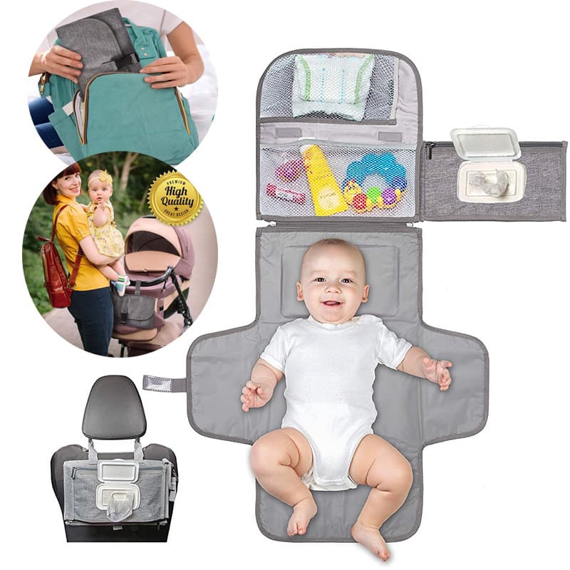 Newborn diaper pad, waterproof and urine-proof, multifunctional baby changing pad with wet wipes, convenient out-and-out diaper pad