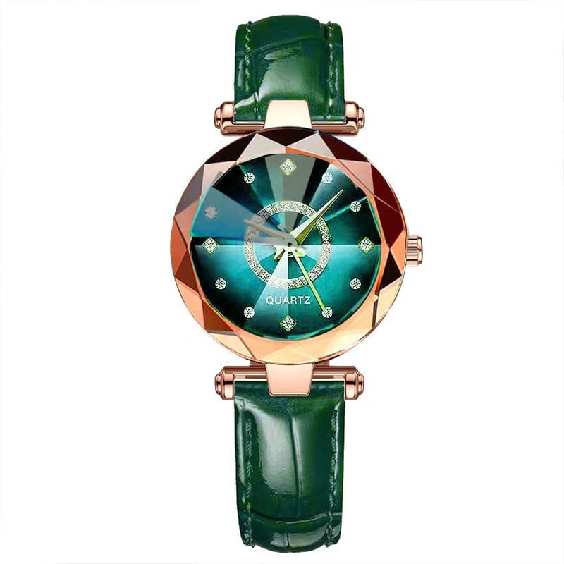 Women's quartz gold-plated watch, high-looking middle school student's simple alloy belt retro diamond watch 7