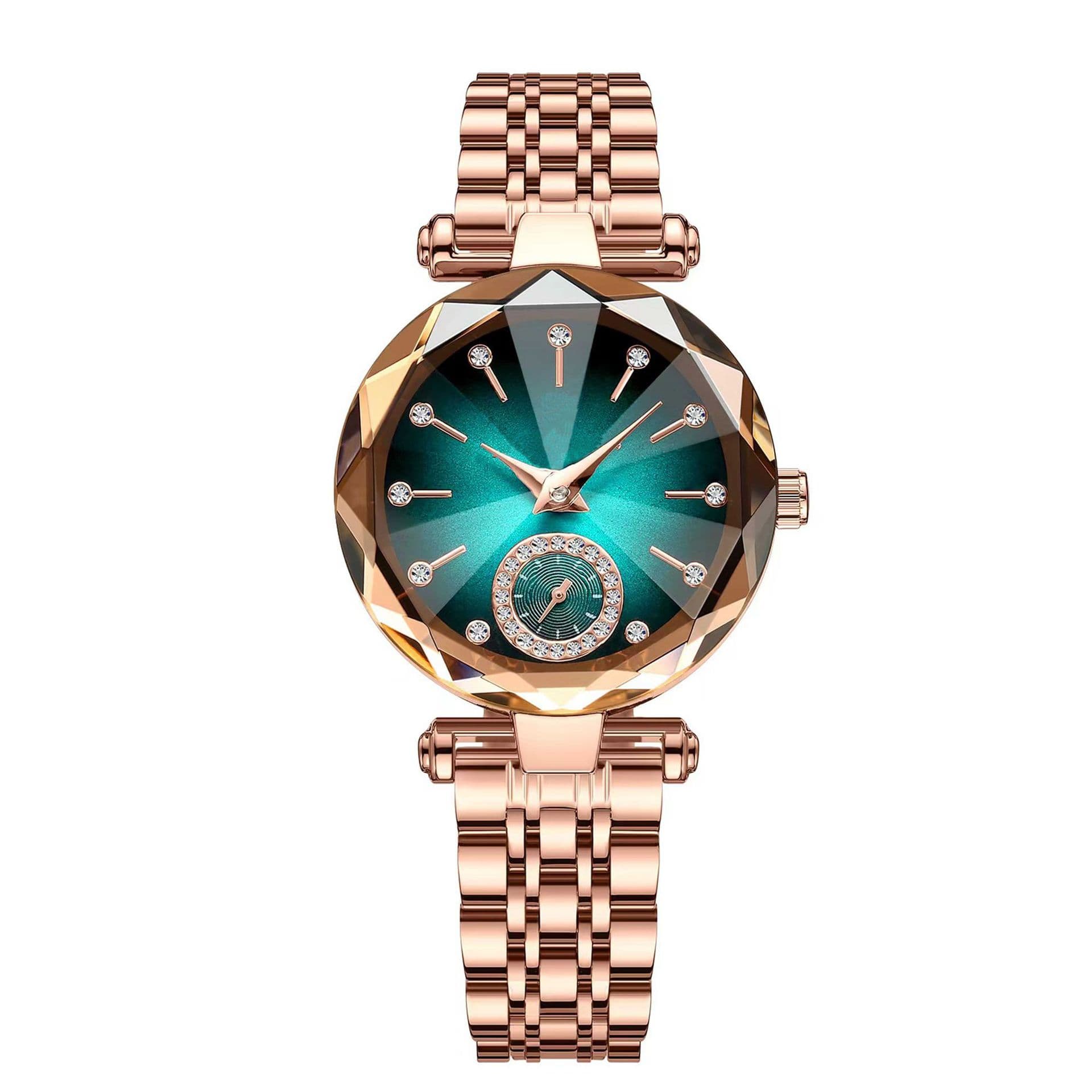 Women's quartz gold-plated watch, high-looking middle school student's simple alloy belt retro diamond watch 8
