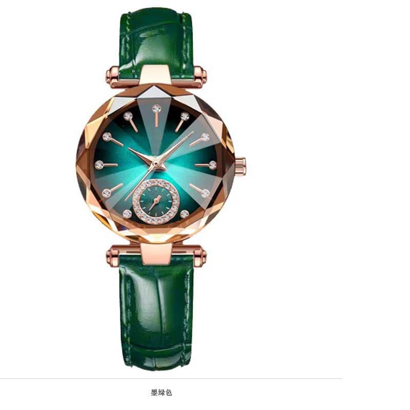 Women's quartz gold-plated watch, high-looking middle school student's simple alloy belt retro diamond watch 10