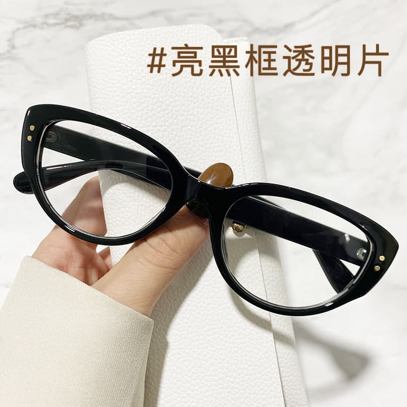 Black and white rice nail cat eye sunglasses Xiaohongshu same style sunglasses 2025 new ins internet celebrity concave shape photo taking women 7
