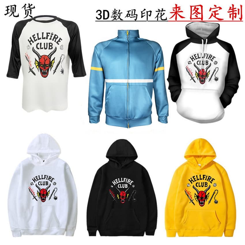 European and American Halloween American TV series Stranger Things 4 hooded casual sweatshirt for men 3D digital printing zipper long-sleeved jacket 3