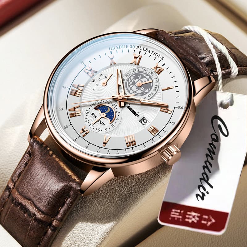 Swiss Business Belt Watch Men's Quartz Watch Genuine Waterproof Brand Name Watch Men's Watch Douyin One Piece Dropshipping 2
