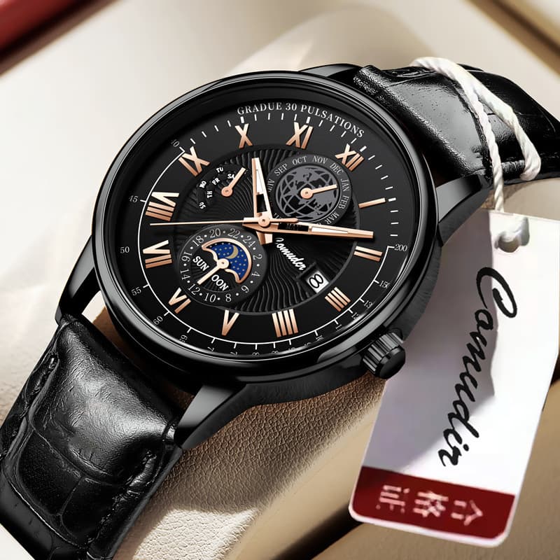 Swiss Business Belt Watch Men's Quartz Watch Genuine Waterproof Brand Name Watch Men's Watch Douyin One Piece Dropshipping 7