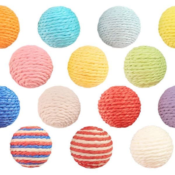 Factory wholesale pick-up hand-wrapped Easter decoration small pet toys accessories colorful paper rope eggs 5