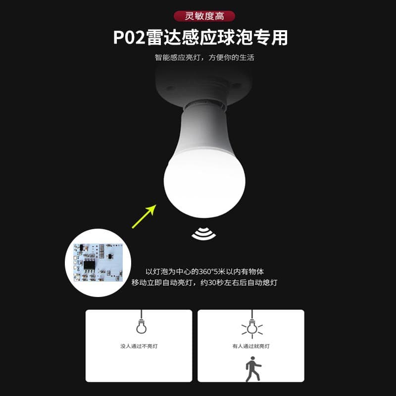 Microwave radar module, ultra-low power consumption, close range detector, dedicated smart sensor module for bulbs and lamps 3