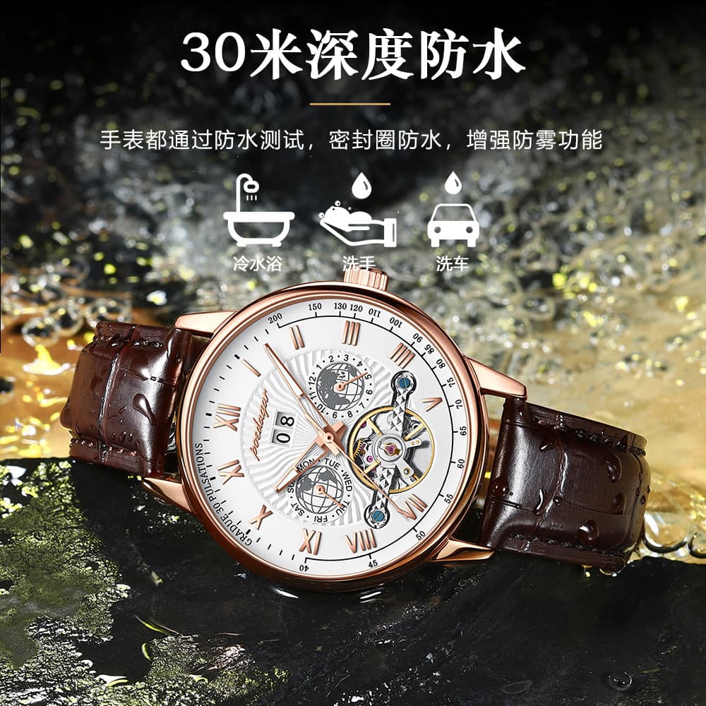 Swiss brand luxury leather belt men's watch fully automatic mechanical watch live broadcast foreign trade popular one piece drop shipping 3