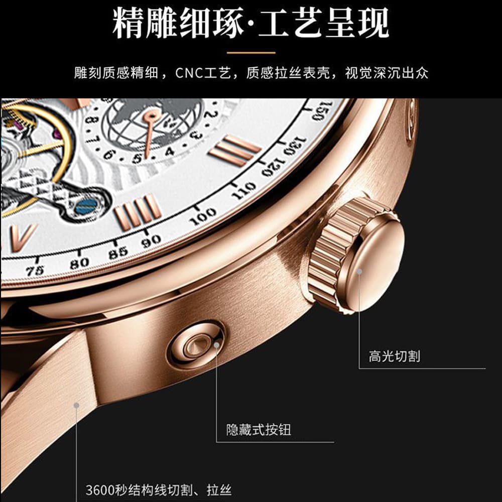 Swiss brand luxury leather belt men's watch fully automatic mechanical watch live broadcast foreign trade popular one piece drop shipping 5