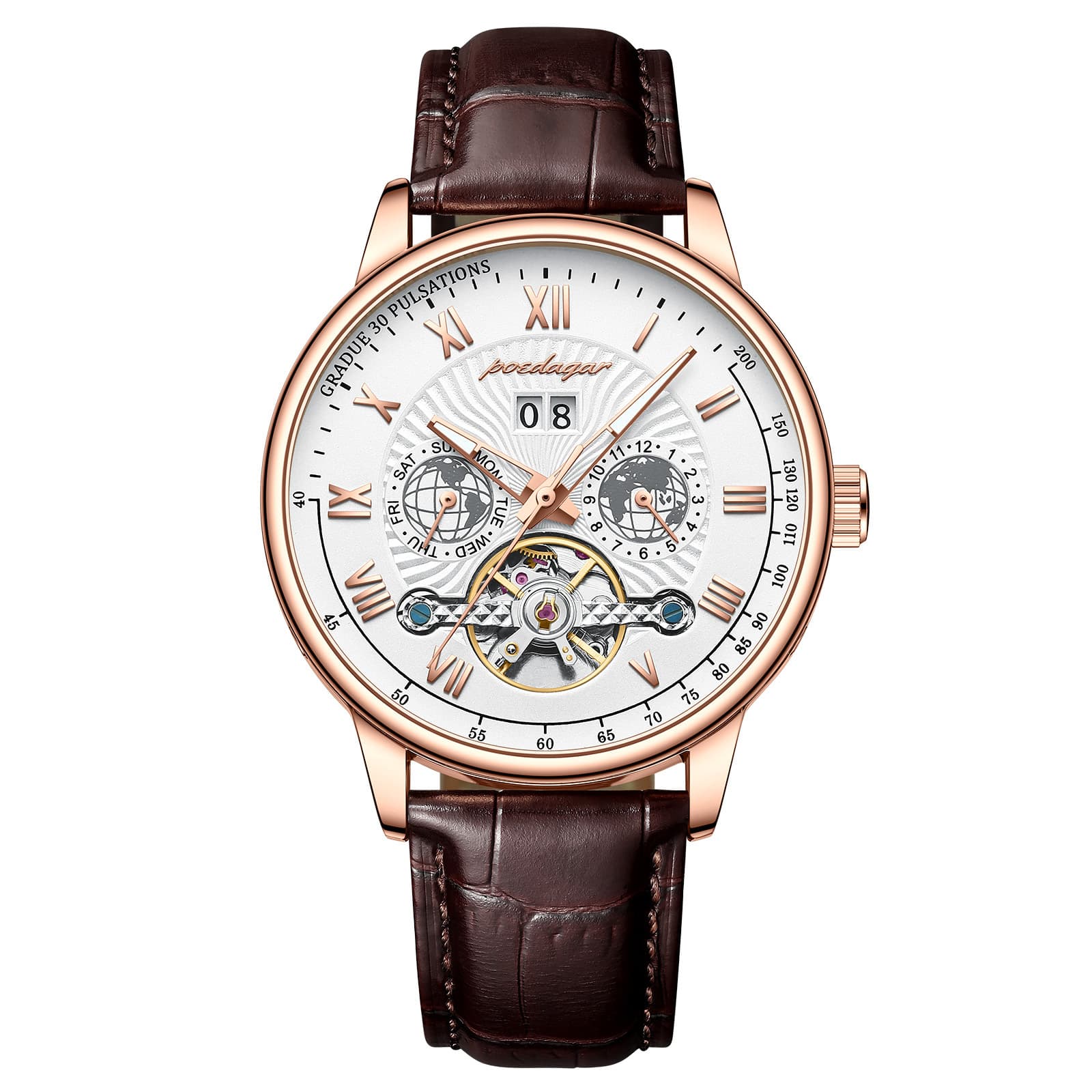 Swiss brand luxury leather belt men's watch fully automatic mechanical watch live broadcast foreign trade popular one piece drop shipping 6