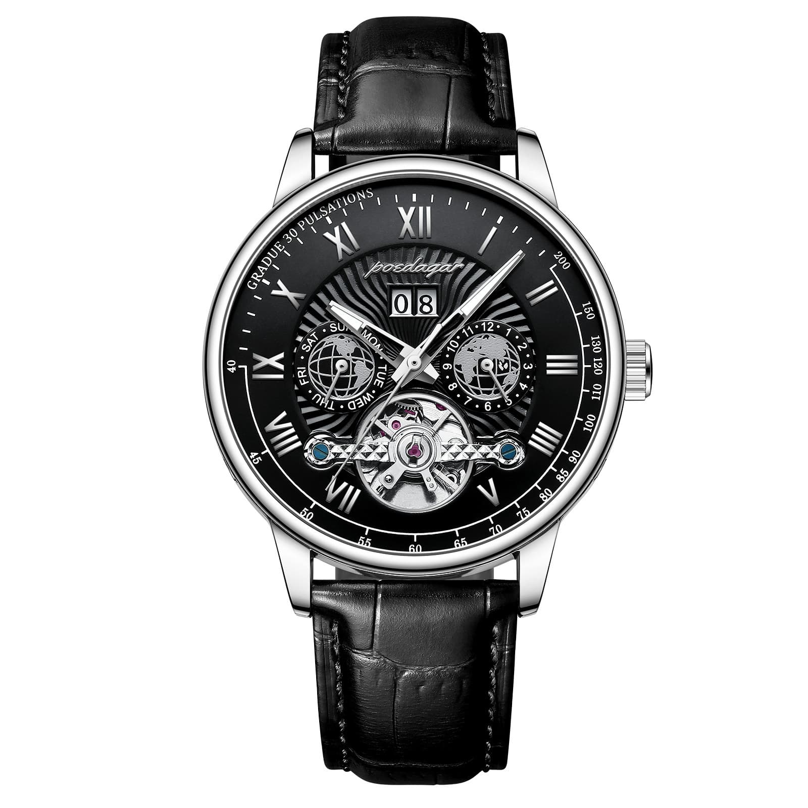Swiss brand luxury leather belt men's watch fully automatic mechanical watch live broadcast foreign trade popular one piece drop shipping 7