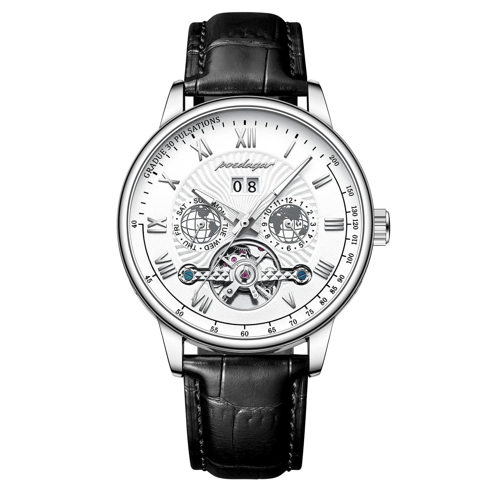 Swiss brand luxury leather belt men's watch fully automatic mechanical watch live broadcast foreign trade popular one piece drop shipping 8