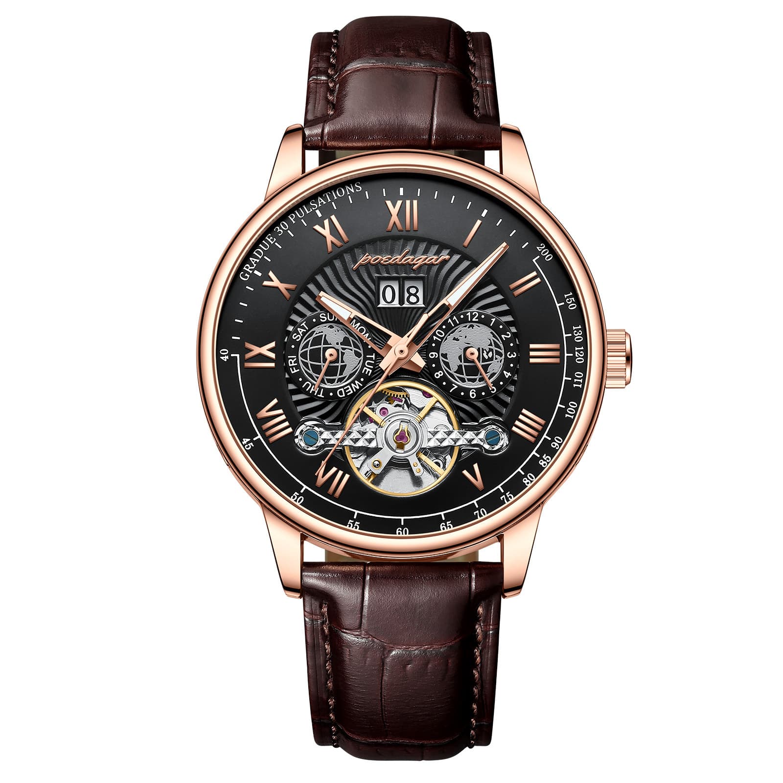 Swiss brand luxury leather belt men's watch fully automatic mechanical watch live broadcast foreign trade popular one piece drop shipping 9