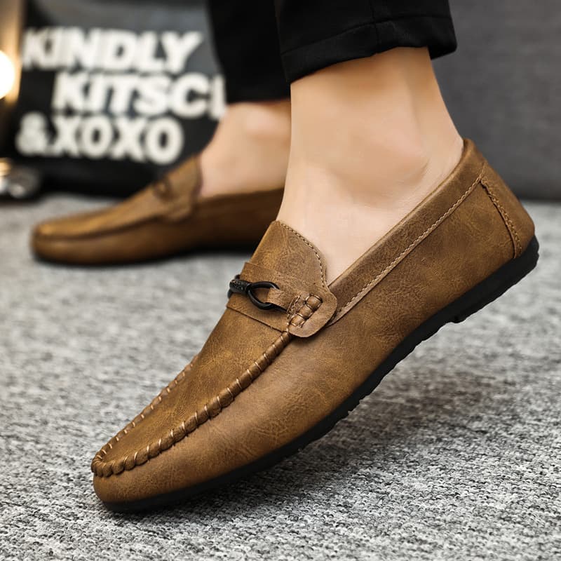 Summer Breathable Non-Slip Wear-Resistant Men's Shoes 2024 New Lazy Slip-On Men's Loafers Versatile Casual Leather Shoes