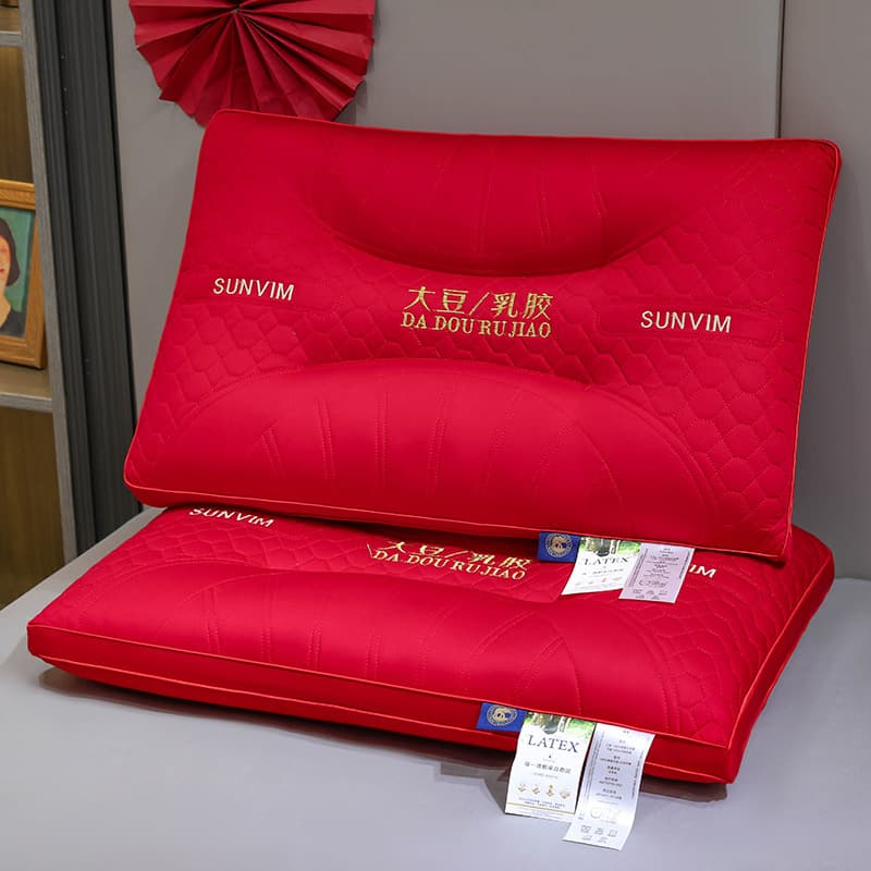 Wedding pillow core embroidery three-dimensional big red couple wedding home wedding bed dowry wedding room supplies festive 3