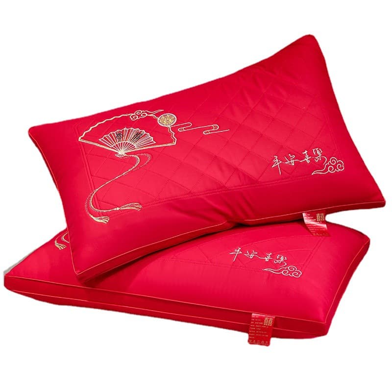 Wedding pillow core embroidery three-dimensional big red couple wedding home wedding bed dowry wedding room supplies festive 6