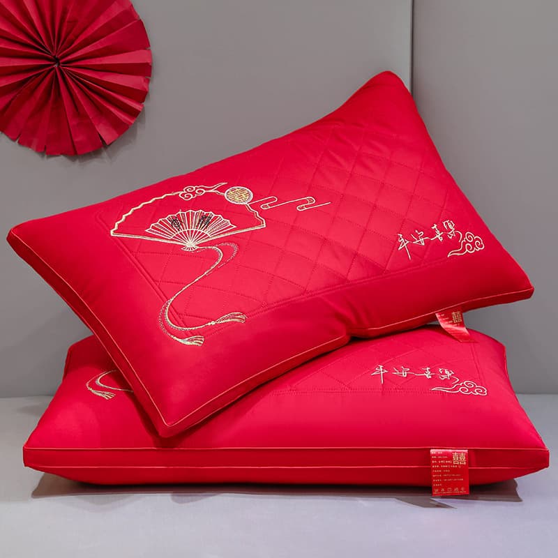 Wedding pillow core embroidery three-dimensional big red couple wedding home wedding bed dowry wedding room supplies festive 7
