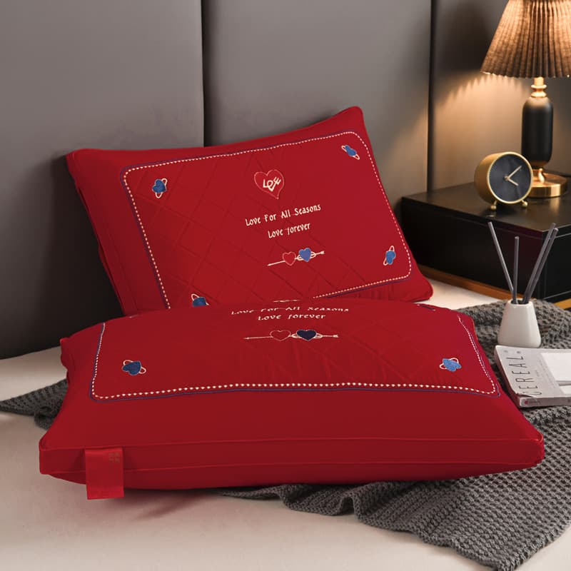 Wedding pillow core embroidery three-dimensional big red couple wedding home wedding bed dowry wedding room supplies festive 8