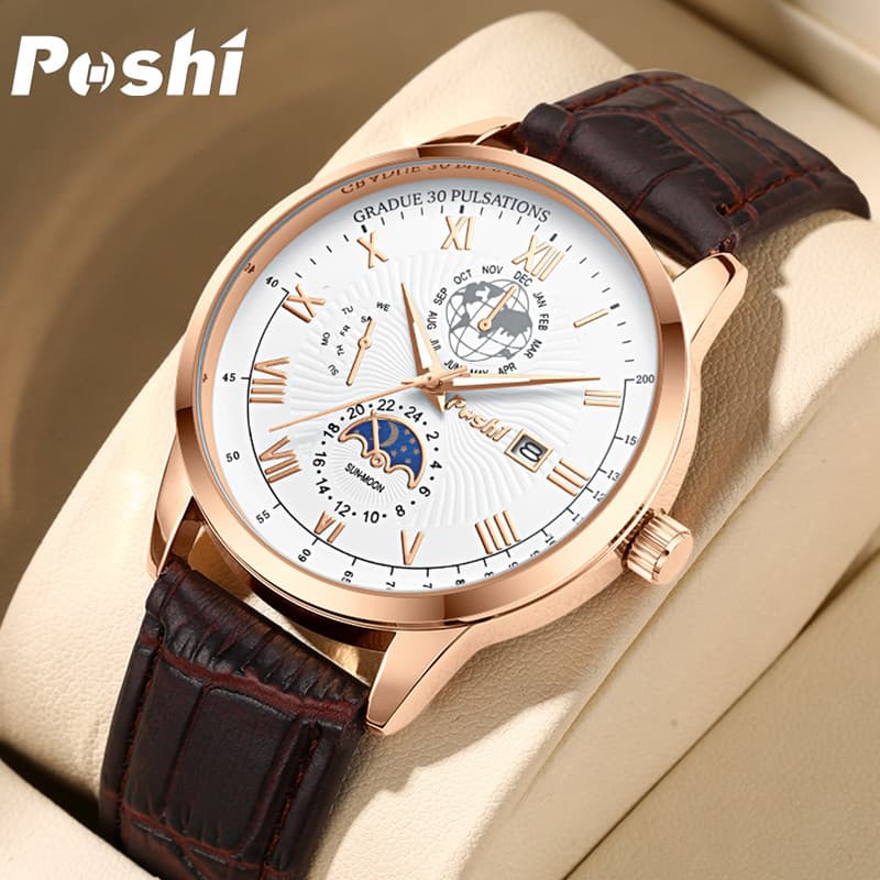 Swiss Business Belt Watch Men's Quartz Watch Genuine Waterproof Brand Name Watch Men's Watch Douyin One Piece Dropshipping 3