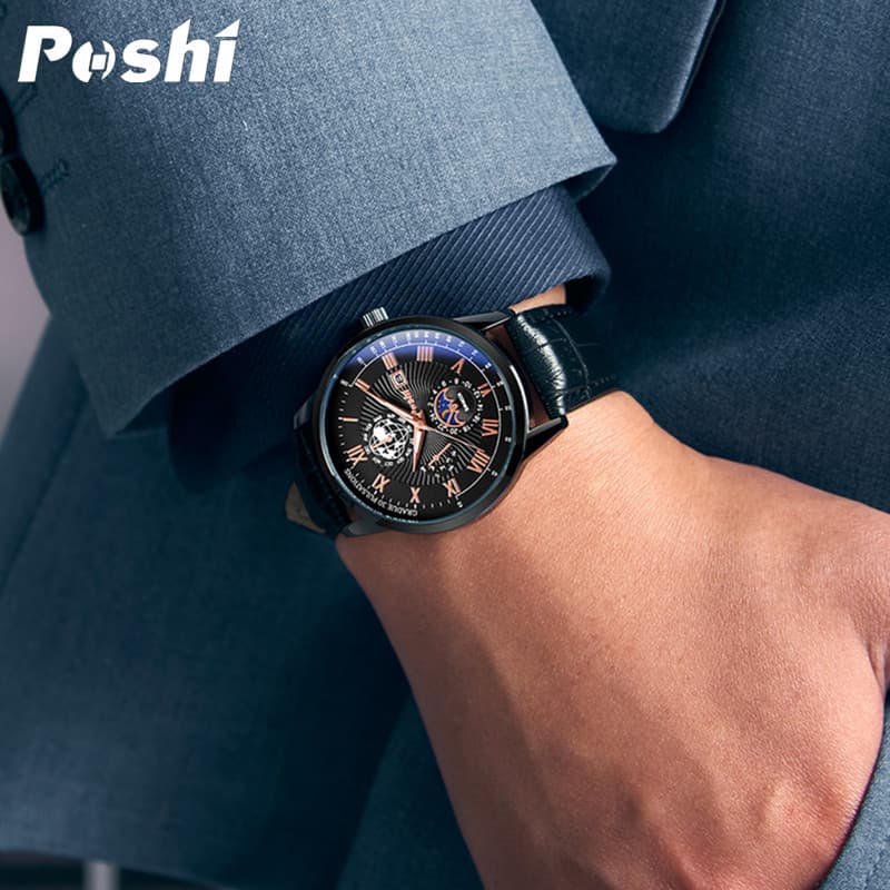 Swiss Business Belt Watch Men's Quartz Watch Genuine Waterproof Brand Name Watch Men's Watch Douyin One Piece Dropshipping 5