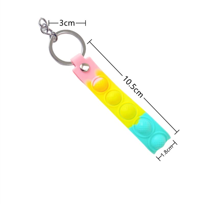 6014# Hot Selling Trendy Colorful Stress Reducing Bubble Keychain Leather Cord PVC Soft Wristband Keychain Accessories 6