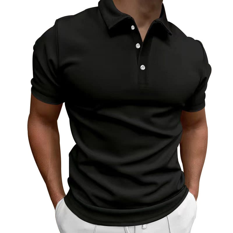 Cross-border Amazon summer men's solid color short-sleeved POLO shirt AliExpress casual slim lapel button-down shirt for men 4