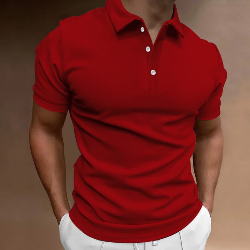Cross-border Amazon summer men's solid color short-sleeved POLO shirt AliExpress casual slim lapel button-down shirt for men 8