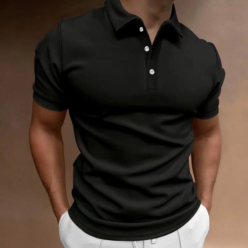 Cross-border Amazon summer men's solid color short-sleeved POLO shirt AliExpress casual slim lapel button-down shirt for men 10