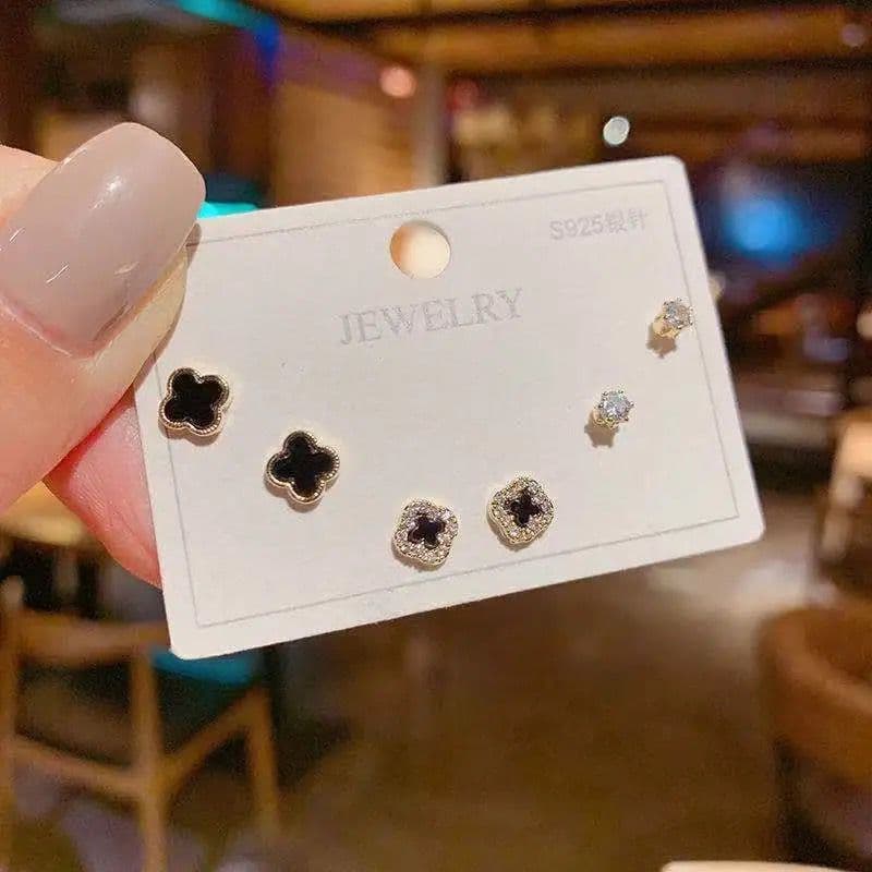 925 silver plated set asymmetrical Korean simple swan snowflake temperament female earrings student cat cat stone earrings wholesale 2