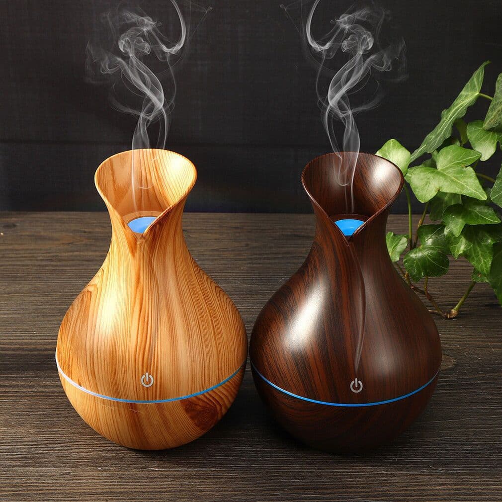 The factory cross-border specializes in usb mini colorful wood grain vase humidifier aromatherapy machine air purifier hydration device 2